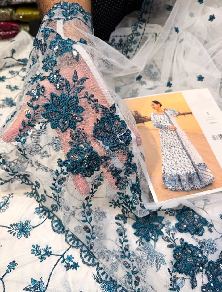 FAIZA SAQLAIN LAWN WHITE BLUE
