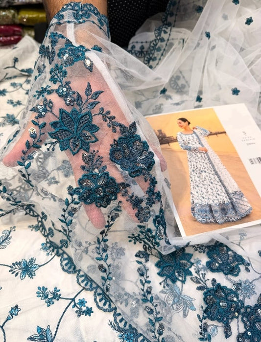 FAIZA SAQLAIN LAWN WHITE BLUE