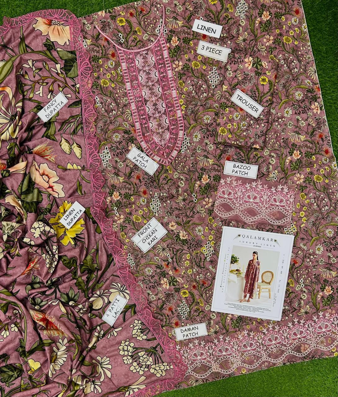 QALAMKAR LUXURY LINEN PRINT COLLECTION 3PC HIT CODE