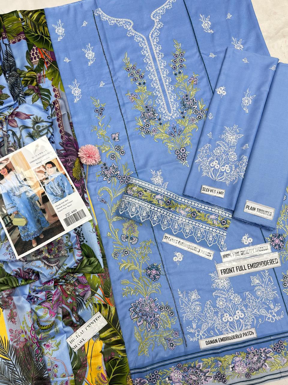 QALAMKAR LUXURY DHANAK COLLECTION 3PC HIT CODE 480