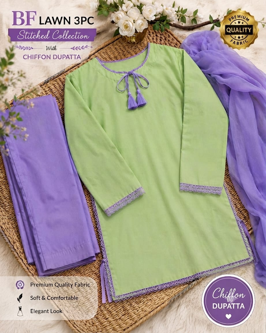 3-Piece Stitched Collection With FARSHI Shalwar*