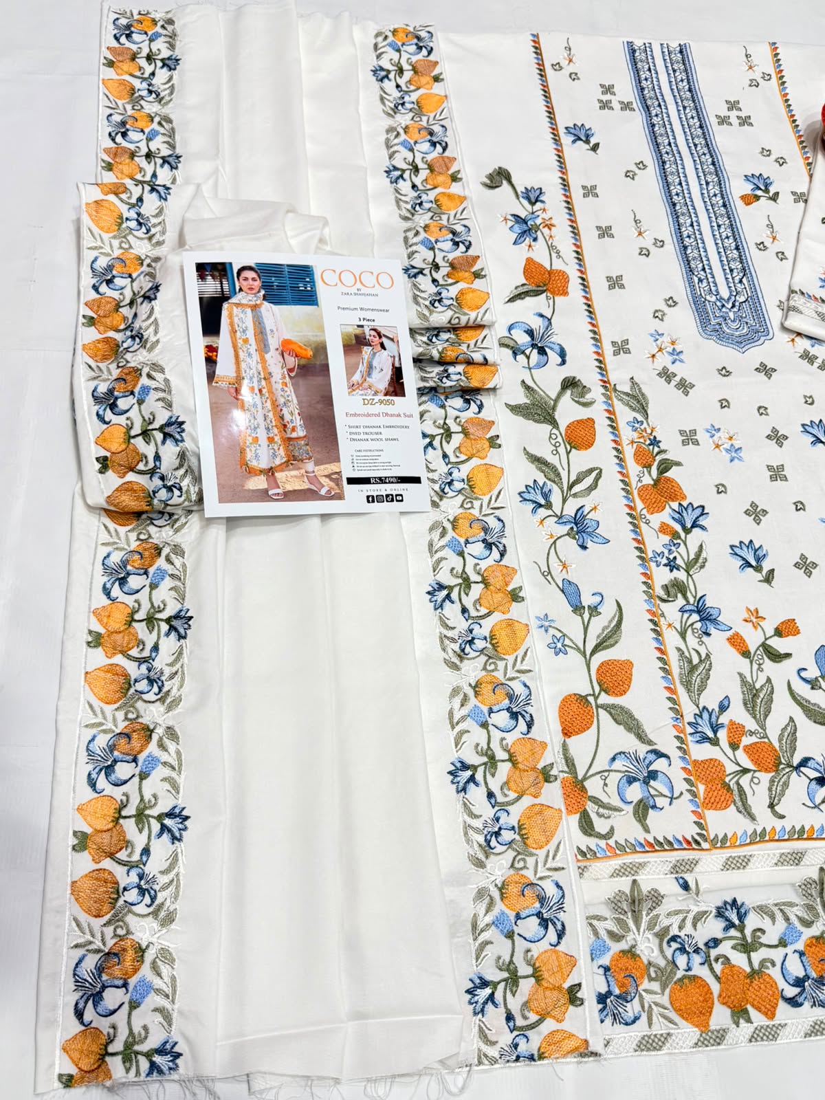 QALAMKAR LUXURY DHANAK COLLECTION 3PC HIT CODE 9050