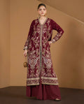 Ethnc Cheery Red Embroided Micro Velvet 2 Pc Hit Code E-1212