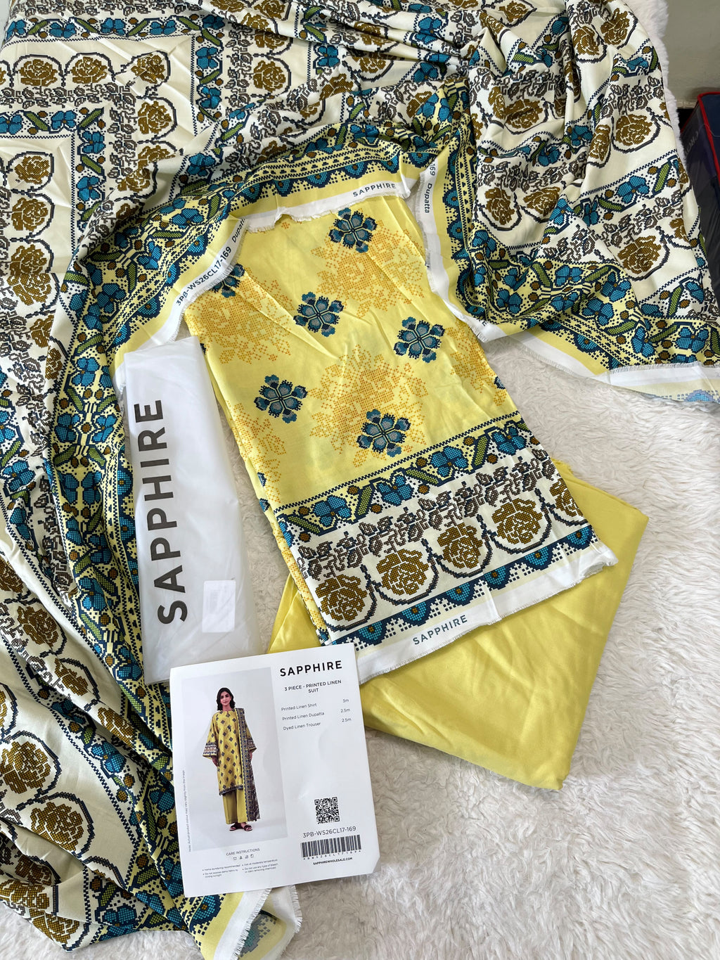Sapphire Printed Linen Collection 3pc Hit Code