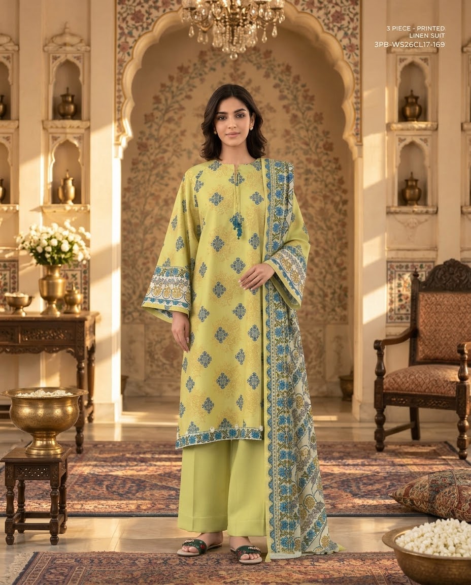 Sapphire Printed Linen Collection 3pc Hit Code