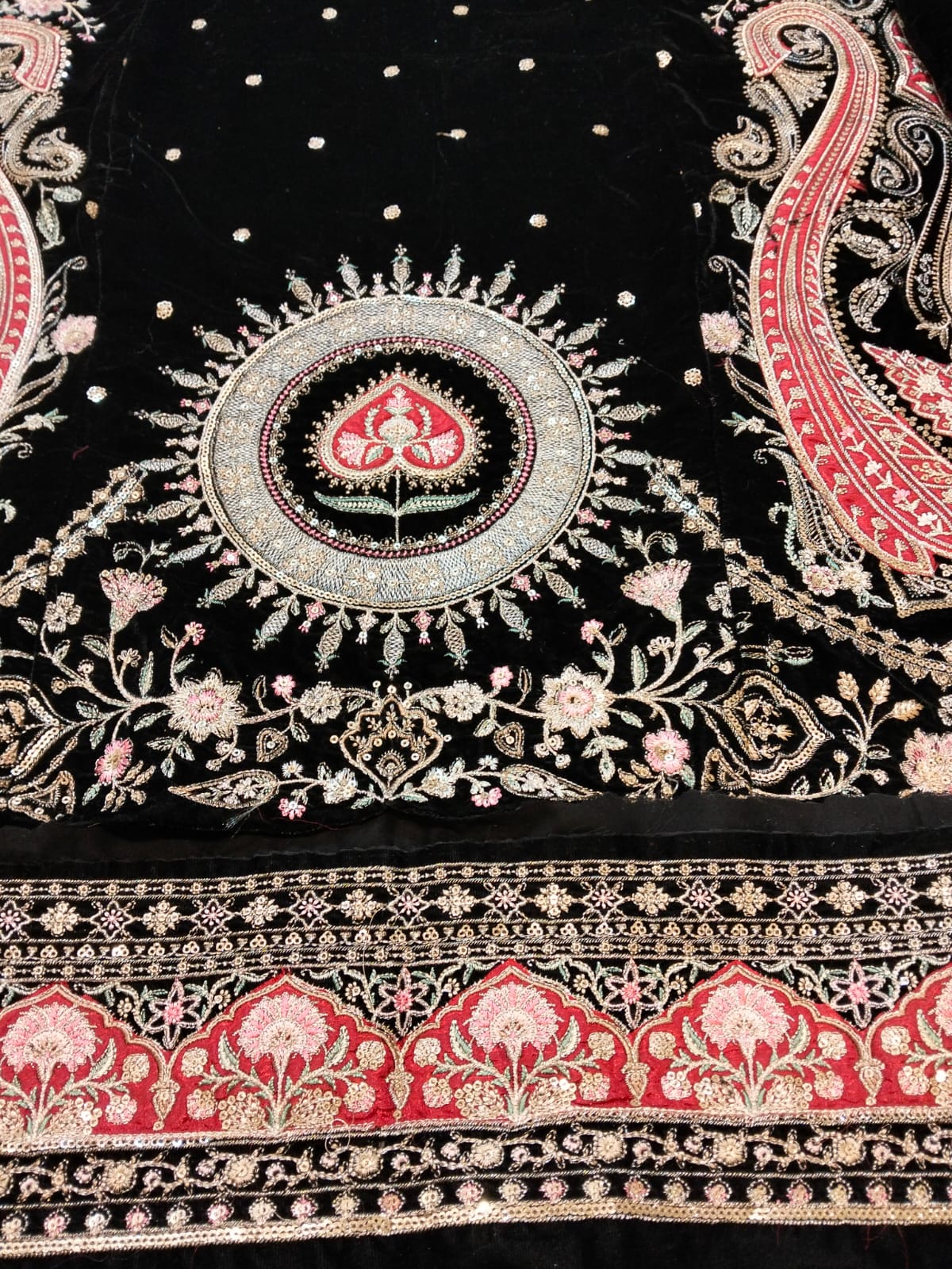 Ethnc Micro Velvet Black kaftan style 2 pc Hit Code E-1098