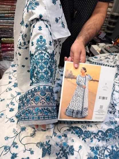 FAIZA SAQLAIN LAWN WHITE BLUE