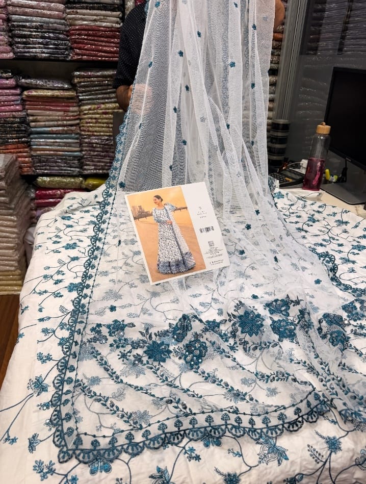 FAIZA SAQLAIN LAWN WHITE BLUE