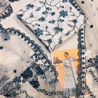 FAIZA SAQLAIN LAWN WHITE BLUE