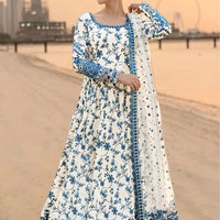 FAIZA SAQLAIN LAWN WHITE BLUE