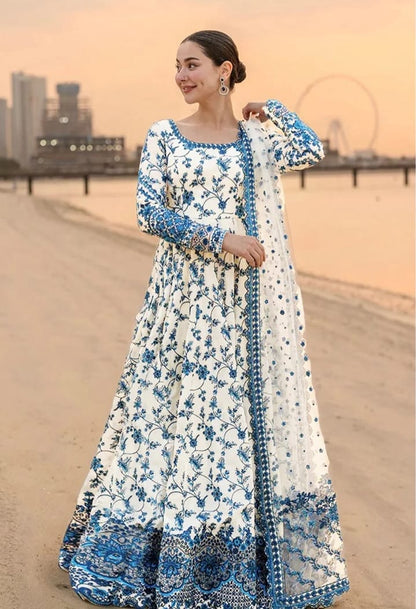 FAIZA SAQLAIN LAWN WHITE BLUE