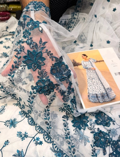 FAIZA SAQLAIN LAWN WHITE BLUE