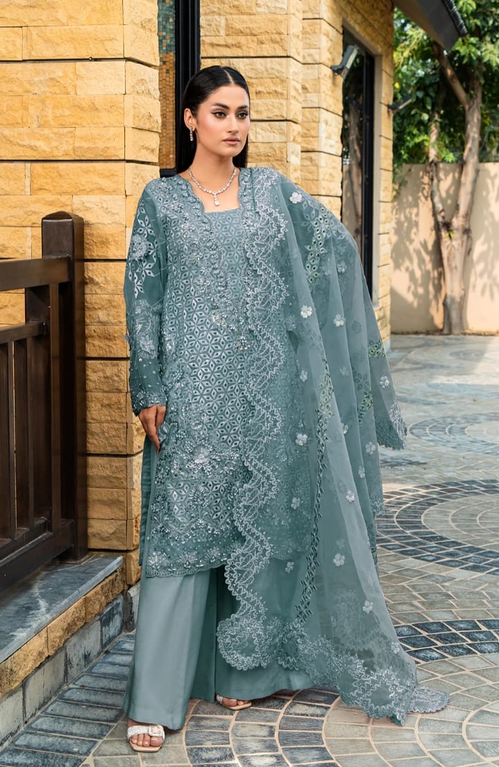 LAILA MISHRA ORGANZA AMAL ICE BLUE