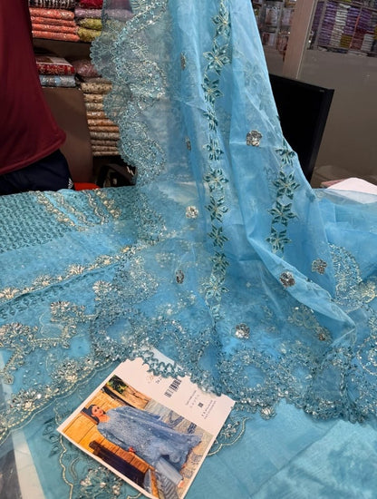 LAILA MISHRA ORGANZA AMAL ICE BLUE