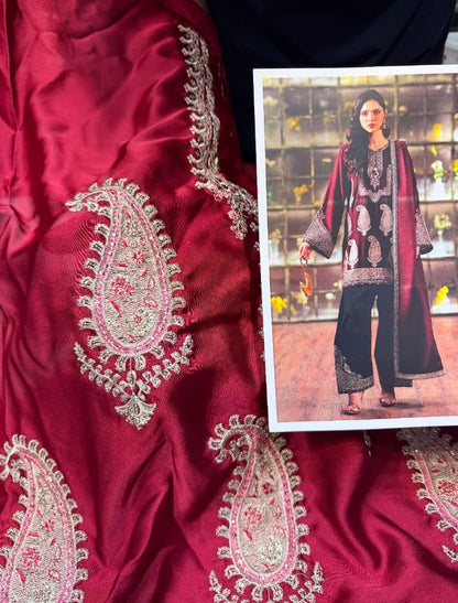 Ethnic Cherry Red Silk Print Hit Code&nbsp;