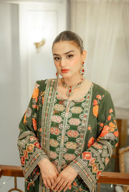 Aneelas Green Silk Print Hit Code&nbsp;