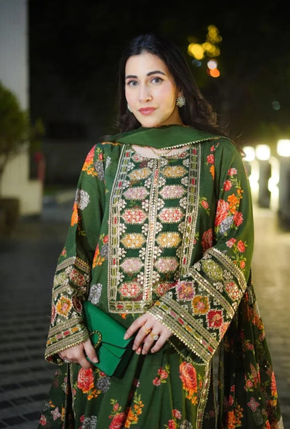 Aneelas Green Silk Print Hit Code&nbsp;