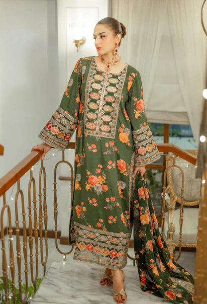 Aneelas Green Silk Print Hit Code&nbsp;