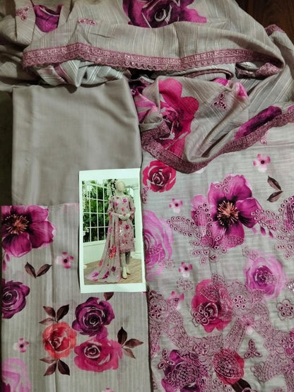 Bin saeed 3pc DRESS with Demond zariDupta