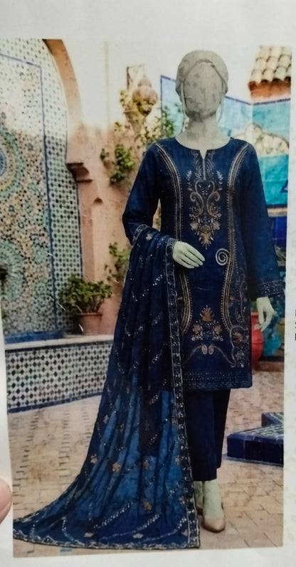 Bin saeed 3pc DRESS with Pure Embroided Dupta