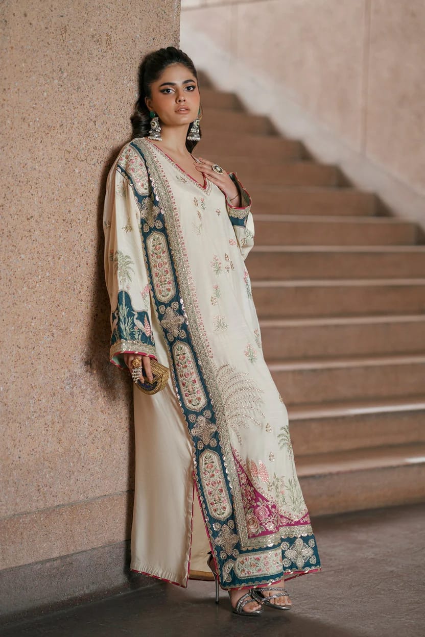 Luxury Kaftan Silk 2-Piece Fully Heavy Embroidered