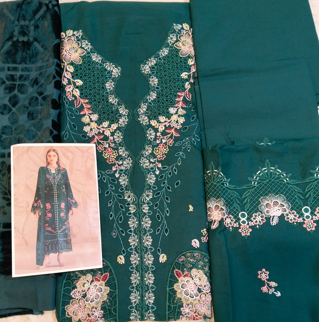 Bin ilyas Rose Embroided Viscose 3pc Hit Code 162-A
