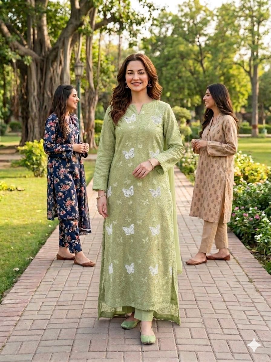 MARIA.B BUTTER FLY LAWN 2PC CHICKEN KARI