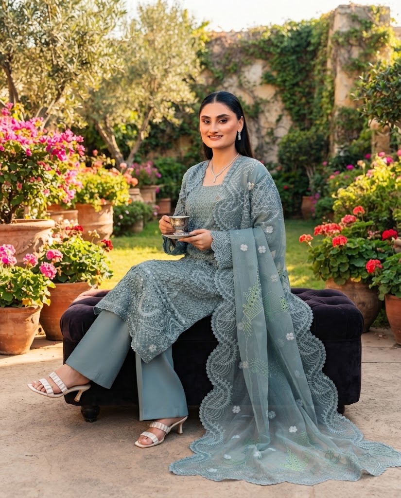 Laila Mishra Organza 3PC Fancy Dress – Wedding Wear Folder