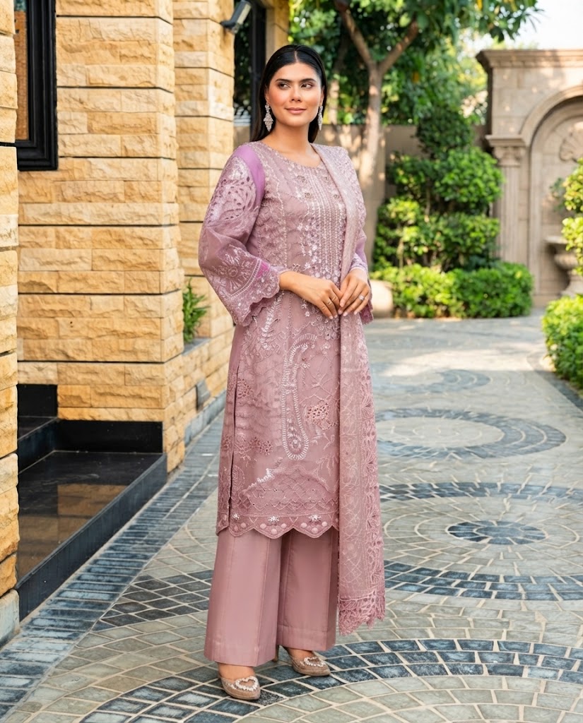 Laila Mishra Organza 3PC Fancy Dress – Wedding Wear
