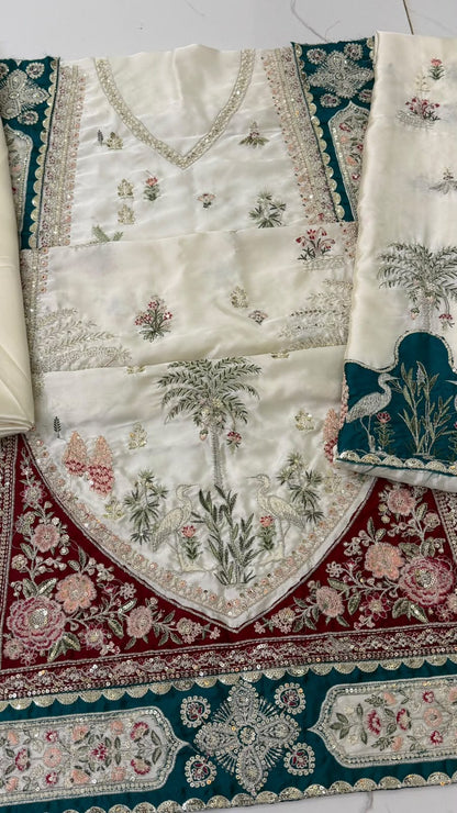 Luxury Kaftan Silk 2-Piece Fully Heavy Embroidered