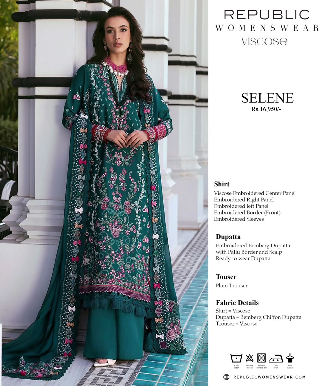 Republic Embroided Viscose 3pc Hit Code