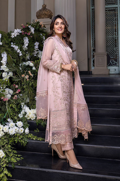 Azure chiffon embroidered luxury unstiched 3pc