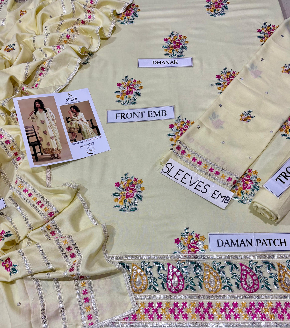 NUREH LUXURY DHANAK COLLECTION 3PC HIT CODE