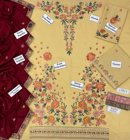 HUSSAIN REHAR LUXURY DHANAK COLLECTION 3PC HIT CODE