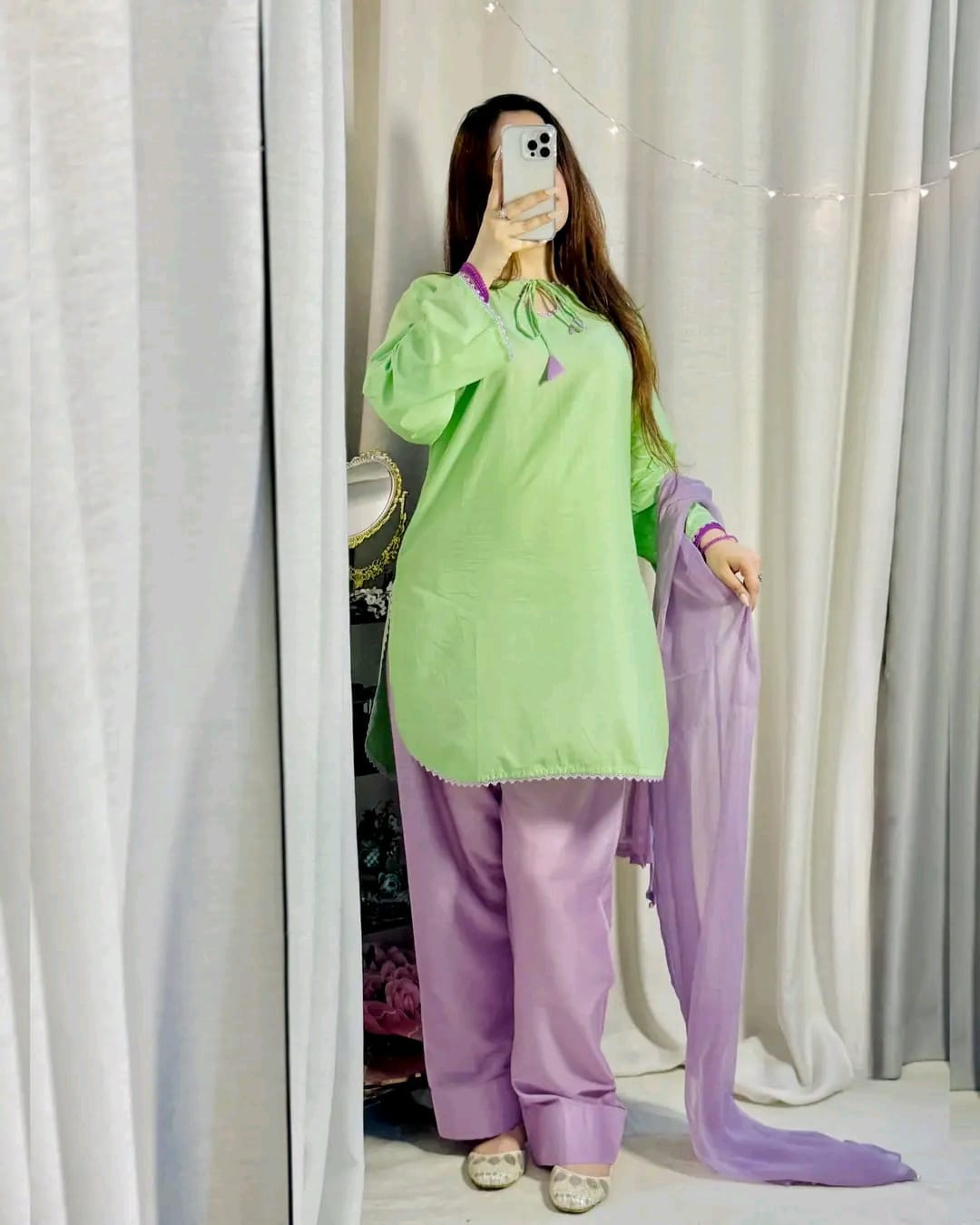 3-Piece Stitched Collection With FARSHI Shalwar*