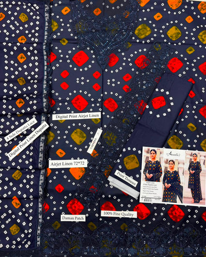 DIGITAL PRINT LINEN 3PC HIT CODE
