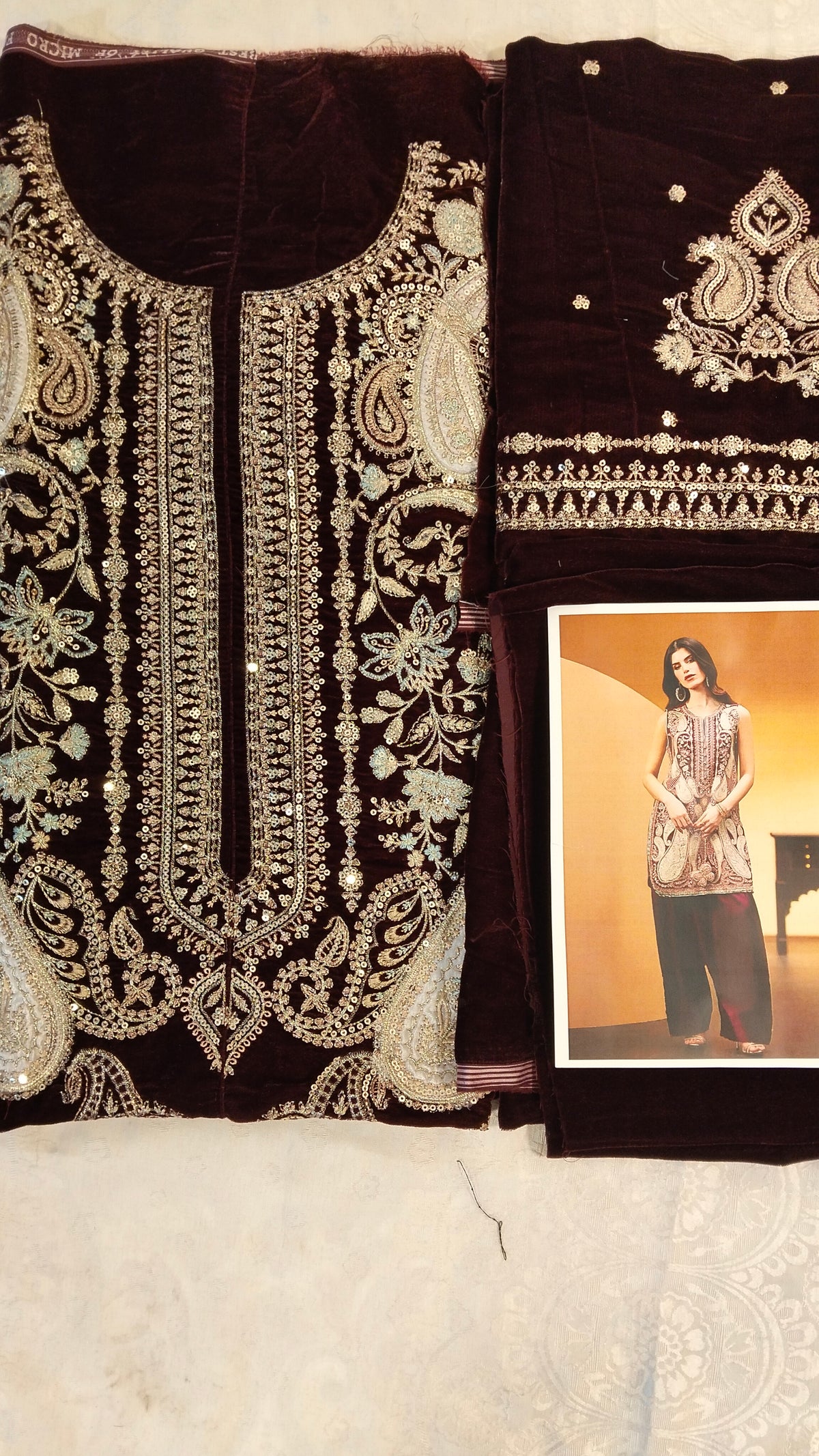 Ethnic Micro Velvet Embroided Hit code 2pc E1211
