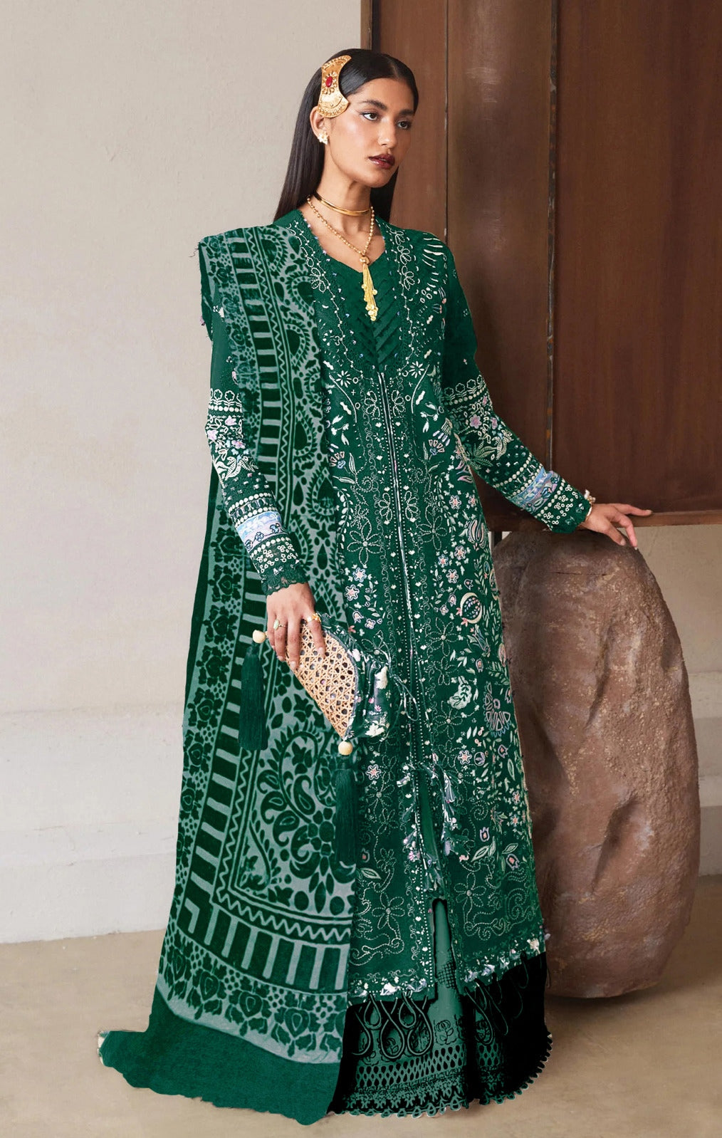Suffuse Embroided Dhanak Vs Plachi Shwal 3Pc Hit Code