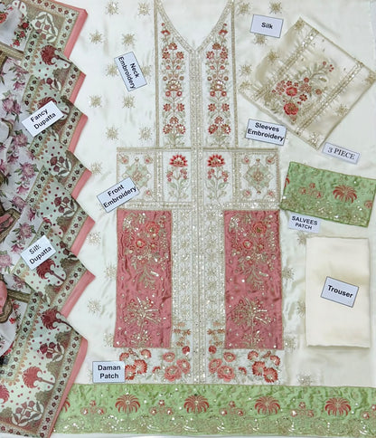 ETHNIC LUXURY SILK UNSTITCHED COLLECTION 3PC HIT CODE
