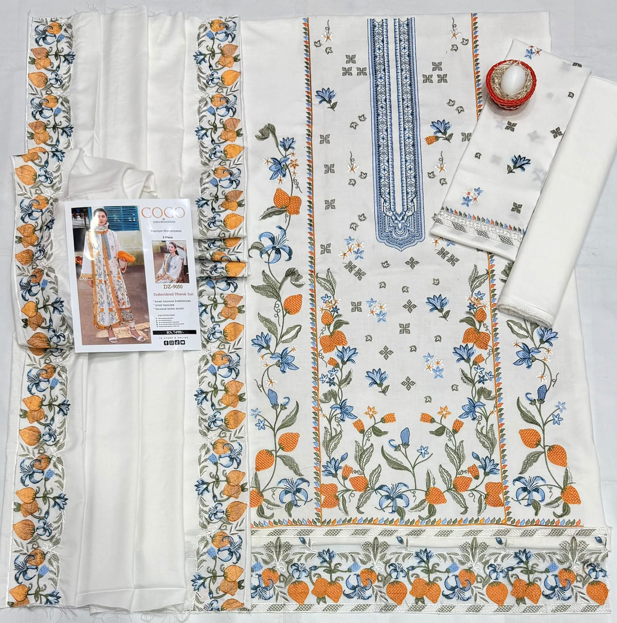 QALAMKAR LUXURY DHANAK COLLECTION 3PC HIT CODE 9050