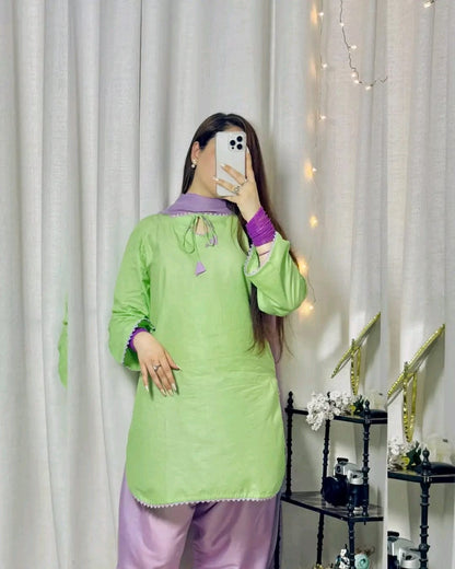 3-Piece Stitched Collection With FARSHI Shalwar*