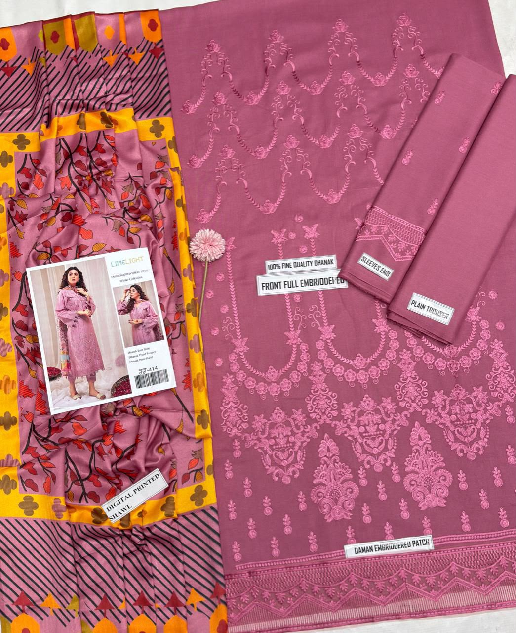 LIMELIGHT LUXURY DHANAK COLLECTION 3PC HIT CODE 414