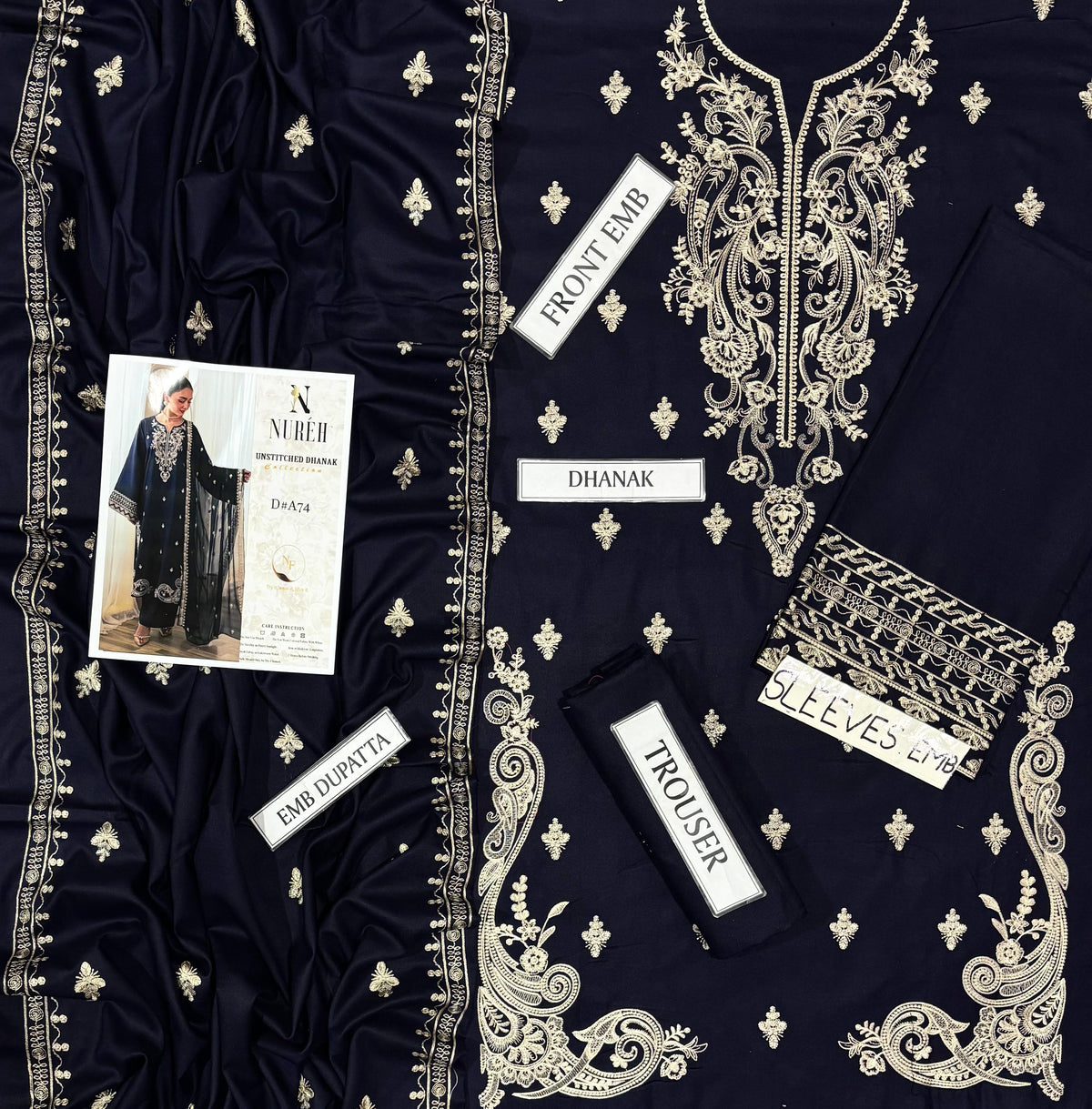 NUREH LUXURY DHANAK COLLECTION 3PC HIT CODE D74