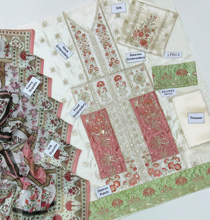 ETHNIC LUXURY SILK UNSTITCHED COLLECTION 3PC HIT CODE