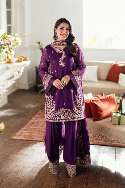 AZURE LUXURY DHANAK COLLECTION 3PC HIT CODE 7619