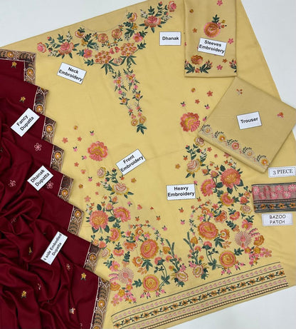 HUSSAIN REHAR LUXURY DHANAK COLLECTION 3PC HIT CODE