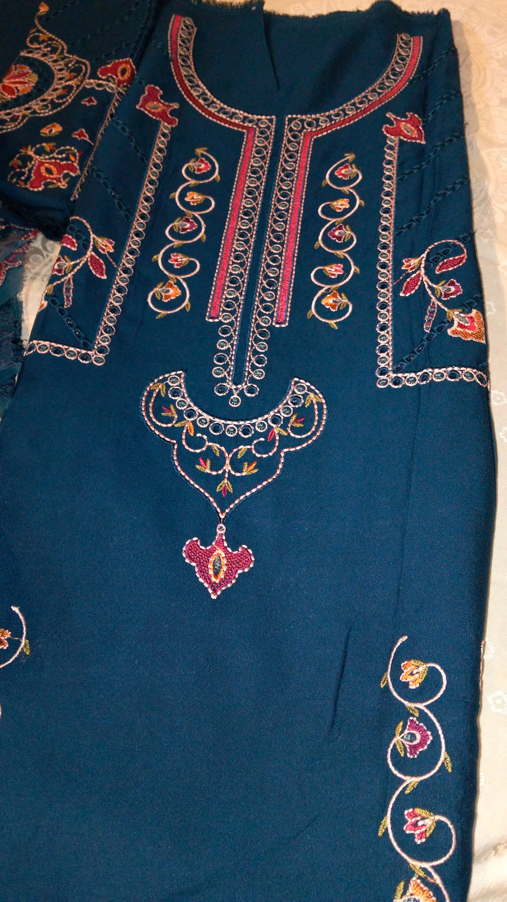 Jazmin karandi hit code 3pc Embroided dress