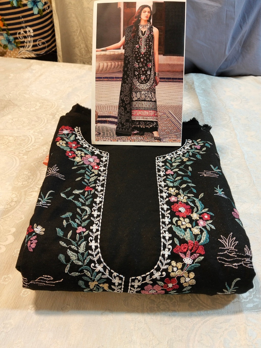 Republic Embroided Dhanak Vs Plachi Shwal 3Pc Hit Code D03-B