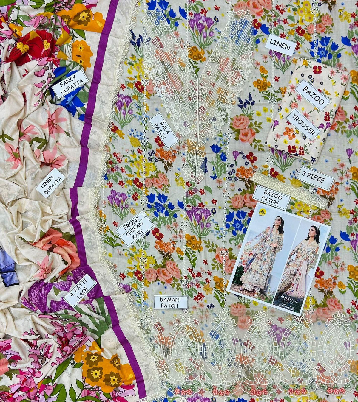 MARIA.B CHERRY LINEN PRINT COLLECTION 3PC HIT CODE