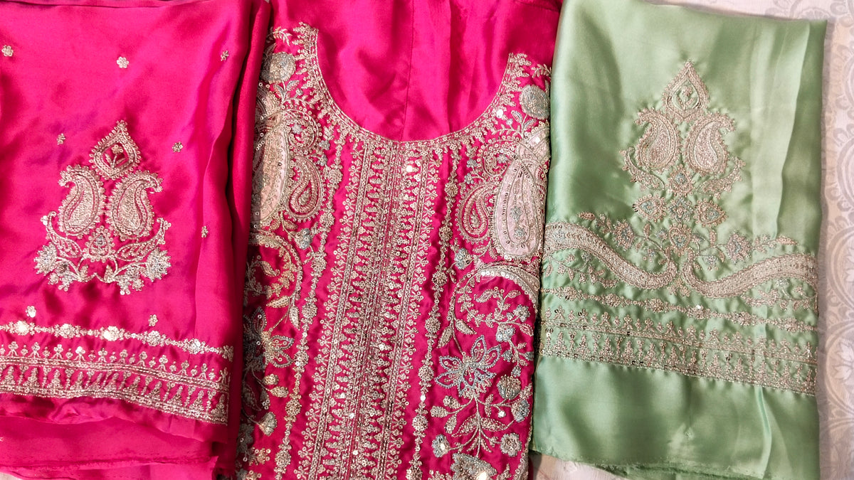 Ethnic Embroided Silk 2pc Hit Code with Farshi Shalwar